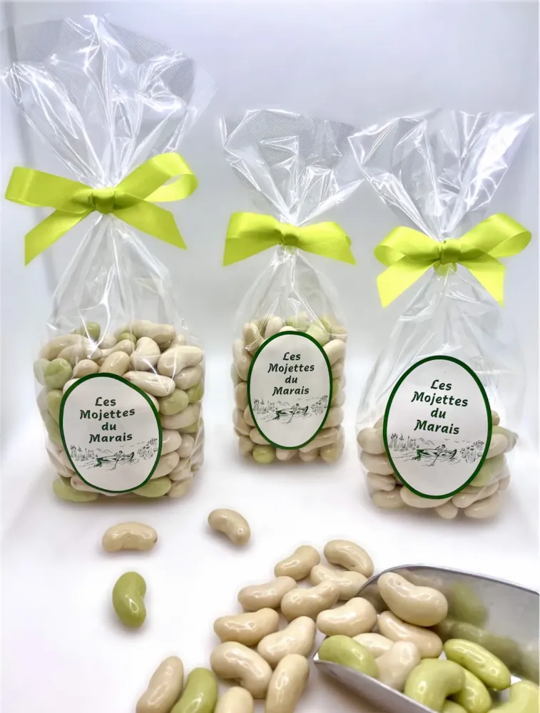 Les Mojettes du Marais (nougatine enrobée du chocolat blanc) (100g / 200g / 300g)