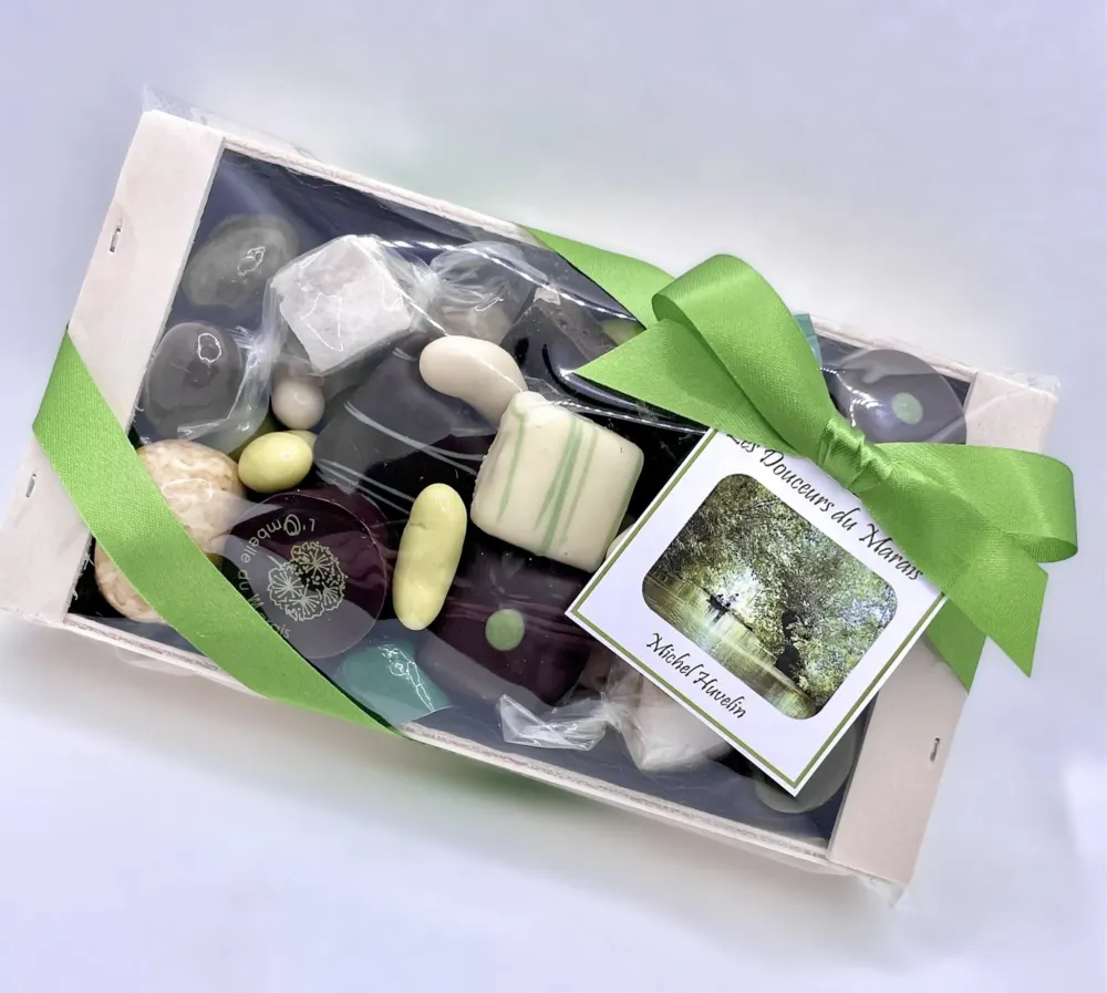 Cagette « Les Douceurs du Marais » Chocolats, bonbons, nougats à l’Angelique et confiseries (mojettes, pommes de terre, caramel beurre salé)